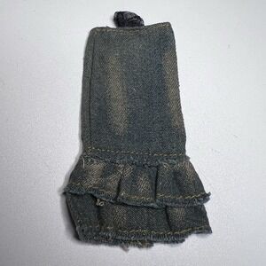 Vtg Bratz 2003 Style It Dana doll distressed denim ruffle maxi skirt